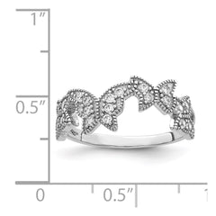Sterling Silver Rhodium-plated Butterfly CZ Ring - 3