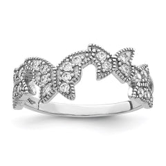 Sterling Silver Rhodium-plated Butterfly CZ Ring - 2
