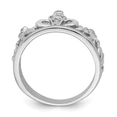 Sterling Silver Rhodium-plated CZ Crown Ring - 3