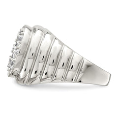 Sterling Silver Rhodium-plated Men's CZ Cluster Ring - 3