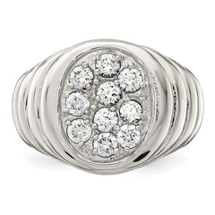 Sterling Silver Rhodium-plated Men's CZ Cluster Ring - 3