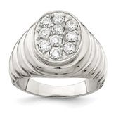 Sterling Silver Rhodium-plated Men's CZ Cluster Ring - 3