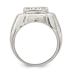Sterling Silver Rhodium-plated Men's CZ Ring - 11