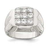 Sterling Silver Rhodium-plated Men's CZ Ring - 11