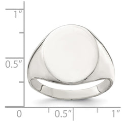 Sterling Silver 17x13mm Closed Back Signet Ring - 3