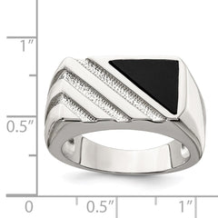 Sterling Silver Rhodium-plated Men's Onyx Ring - 10