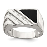 Sterling Silver Rhodium-plated Men's Onyx Ring - 10