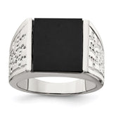 Sterling Silver Rhodium-plated Men's Onyx Ring - 11