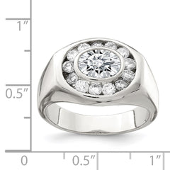 Sterling Silver Rhodium-plated Men's CZ Ring - 2