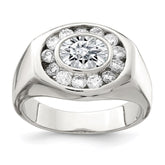 Sterling Silver Rhodium-plated Men's CZ Ring - 3