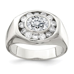 Sterling Silver Rhodium-plated Men's CZ Ring - 3