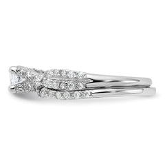 Sterling Silver Rhodium-plated 2-Piece CZ Wedding Set Ring - 10