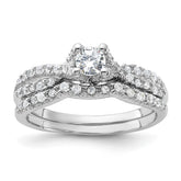 Sterling Silver Rhodium-plated 2-Piece CZ Wedding Set Ring - 3