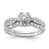 Sterling Silver Rhodium-plated 2-Piece CZ Wedding Set Ring - 10