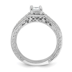 Sterling Silver Rhodium-plated 2-Piece CZ Wedding Set Ring - 2