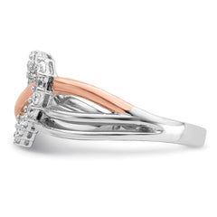 Sterling Silver and Vermeil Polished CZ Heart Ring - 2