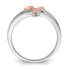 Sterling Silver Rhodium-plated Vermeil Polished Heart CZ Ring - 3