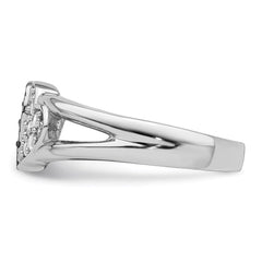 Sterling Silver Rhodium Clear & Black CZ Hearts Ring - 3