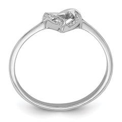 Sterling Silver Rhodium Polished Diamond Accent Heart Ring - 3