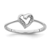 Sterling Silver Rhodium Polished Diamond Accent Heart Ring - 3
