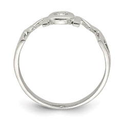 Sterling Silver & CZ Polished Mom Ring - 3