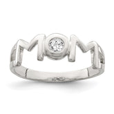 Sterling Silver & CZ Polished Mom Ring - 3
