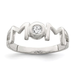 Sterling Silver & CZ Polished Mom Ring - 3
