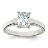 Sterling Silver Solitaire Emerald CZ Ring - 3
