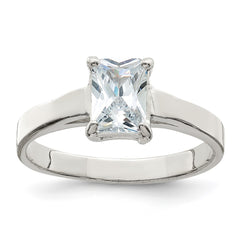 Sterling Silver Solitaire Emerald CZ Ring - 3