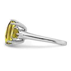 Sterling Silver Rhodium Checker-Cut Lemon Quartz Ring - 3