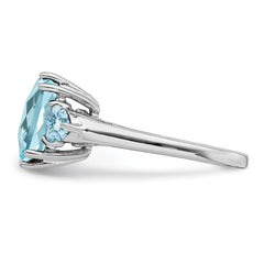 Sterling Silver Rhodium Checker-Cut Sky Blue & Sky Blue Topaz Ring - 6