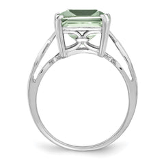Sterling Silver Rhodium Green Quartz Ring - 4