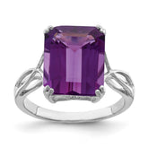 Sterling Silver Rhodium-plated Amethyst Ring - 22