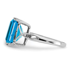 Sterling Silver Rhodium Blue Topaz Ring - 10