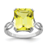 Sterling Silver Rhodium Lemon Quartz Ring - 3