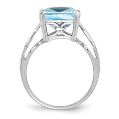 Sterling Silver Rhodium Sky Blue Topaz Ring - 8