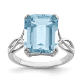 Sterling Silver Rhodium Sky Blue Topaz Ring - 8