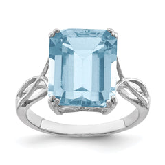 Sterling Silver Rhodium Sky Blue Topaz Ring - 8