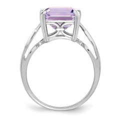 Sterling Silver Rhodium Pink Quartz Ring - 2