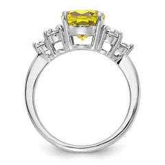 Sterling Silver Rhodium Diam. & Lemon Quartz Ring - 4