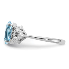 Sterling Silver Rhodium Diam. & Sky Blue Topaz Ring - 14