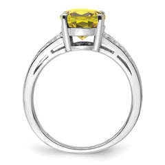 Sterling Silver Rhodium Diam. & Lemon Quartz Ring - 3