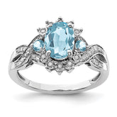 Sterling Silver Rhodium Diam. & Sky Blue Topaz Ring - 25