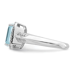 Sterling Silver Rhodium Diam. & Sky Blue Topaz Ring - 33