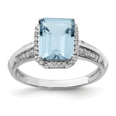 Sterling Silver Rhodium Diam. & Sky Blue Topaz Ring - 31