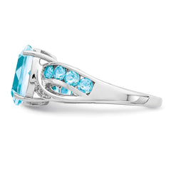 Sterling Silver Rhodium Diam. & Sky Blue Topaz Ring - 35