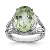 Sterling Silver Rhodium Green Quartz Ring - 16
