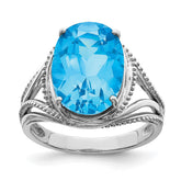 Sterling Silver Rhodium Blue Topaz Ring - 8
