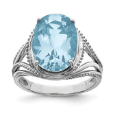 Sterling Silver Rhodium Sky Blue Topaz Ring - 10