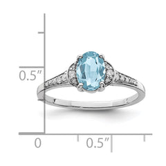 Sterling Silver Rhodium Diam. & Sky Blue Topaz Ring - 34